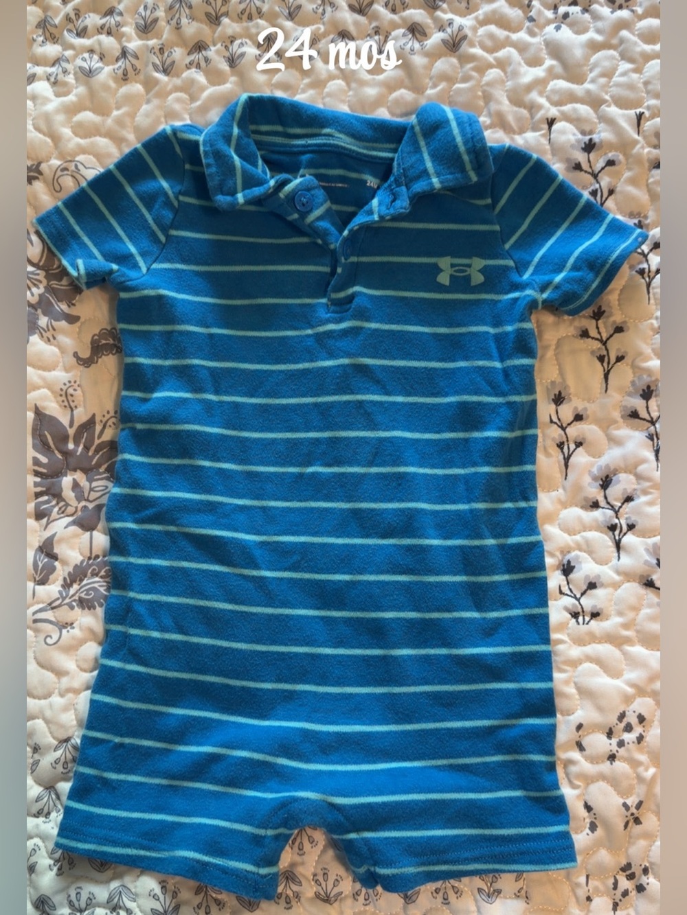 Under Armour Blue & Teal Striped Polo Romper